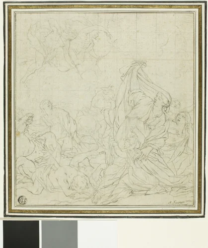 Niobe's Children, Slain by Apollo and Artemius by Bernard Picart, drawing, 1636-1733