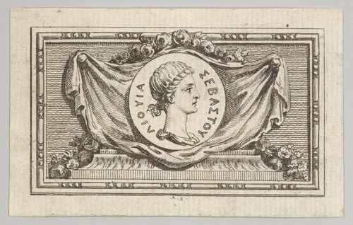 Medal with Portrait of Livy in the 5th Book, from Tibère ou les six premiers livres es Annales de Tacite Traduits par M. l'abbé de la Bléterie Professeur d'Eloquence au Collège Royal et de l'Académie Royale des Inscriptions et Belles-lettres. A Paris de l'Imprimerie Royale by Augustin de Saint-Aubin, print, 1768