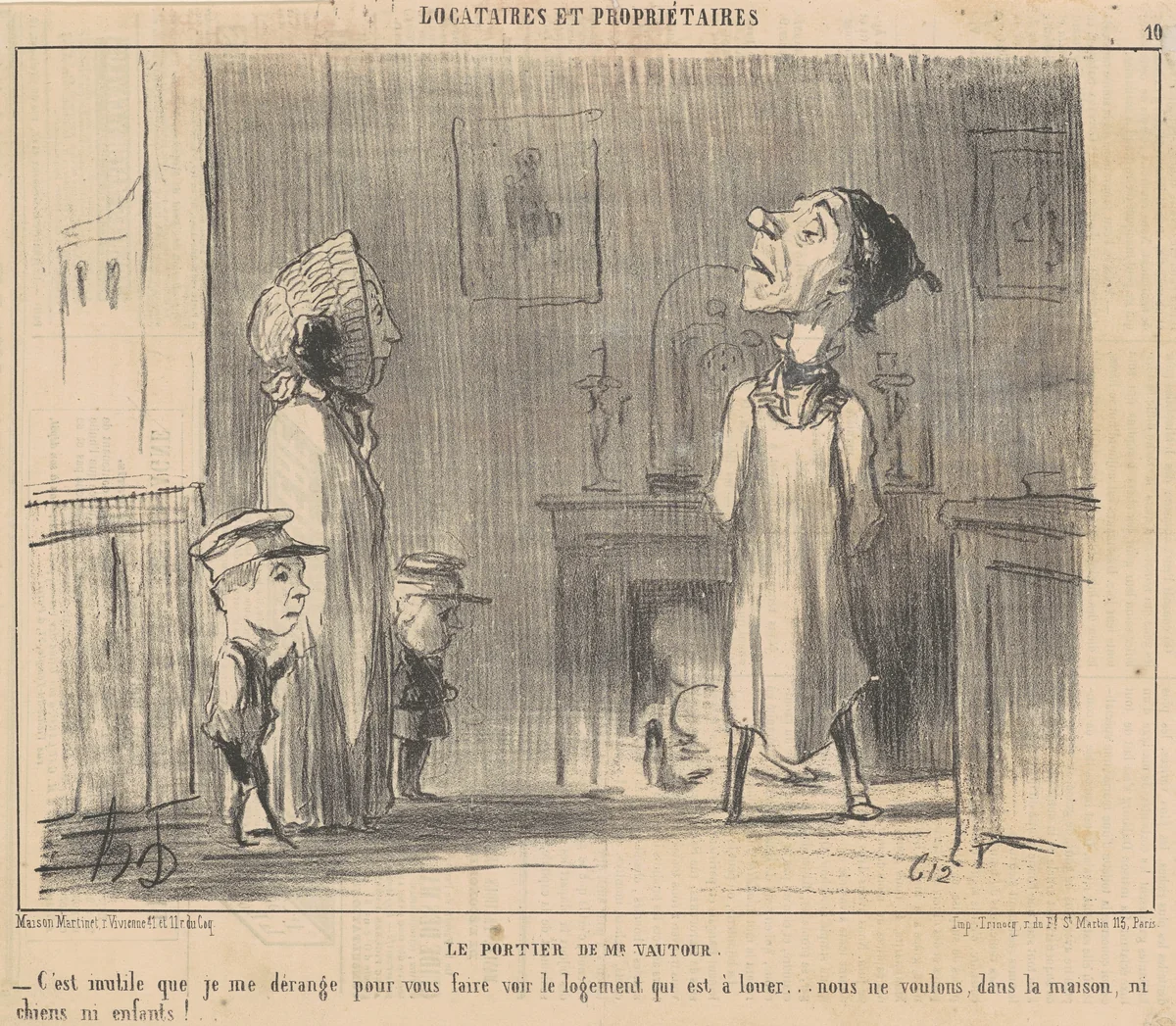 Le portier de Mr Vautour by Honoré Daumier, print, 1854