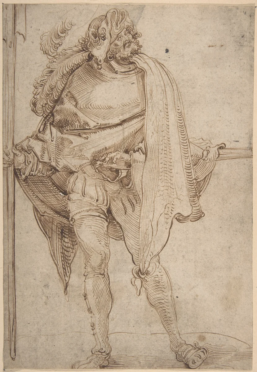 Landsknecht by Hans Schäufelein, drawing, 1480-1540