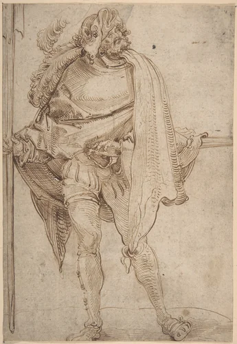 Landsknecht by Hans Schäufelein, drawing, 1480-1540