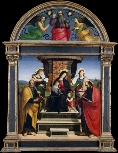 Madonna and Child Enthroned with Saints by Raphael, painting, 1499-1509