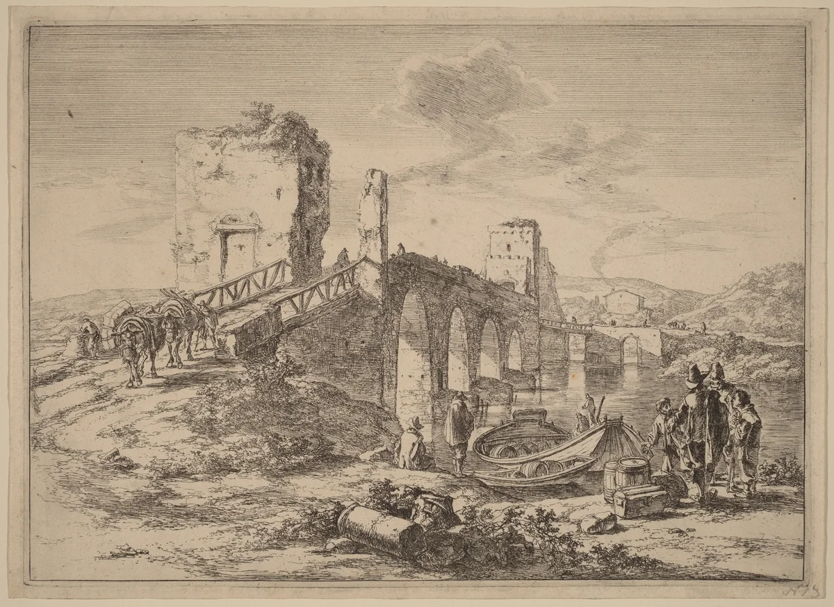 The Ponte Molle by Jan Both, print, 1615-1652