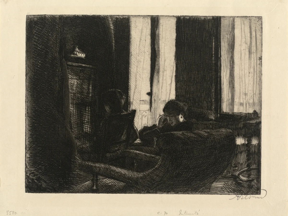 Intimacy (Intimité) by Albert Besnard, print, 1889