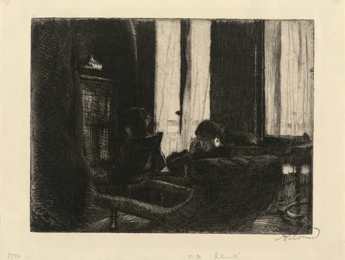 Intimacy (Intimité) by Albert Besnard, print, 1889