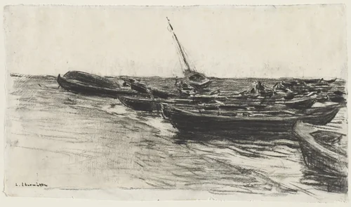Fishing Boats on the Beach at Étretat by Léon Augustin Lhermitte, drawing, 1865