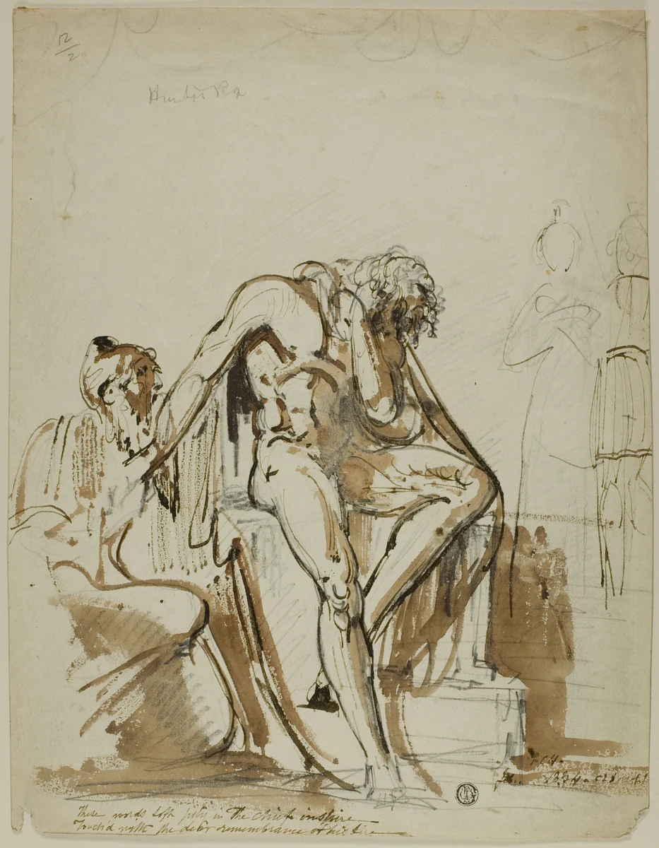 Male Nude and Other Figures by John Hamilton Mortimer or Prince Hoare, drawing, 1700-1799