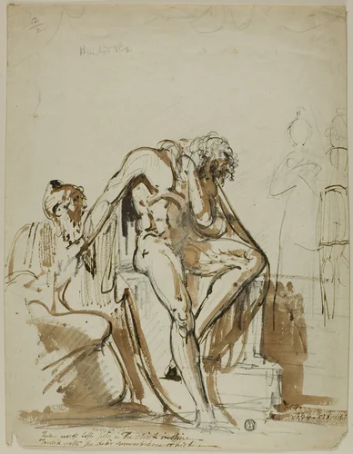 Male Nude and Other Figures by John Hamilton Mortimer or Prince Hoare, drawing, 1700-1799
