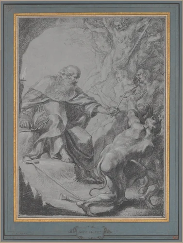 St. Anthony of Egypt Driving Away Devils by Grégoire Huret, drawing, 1620-1670