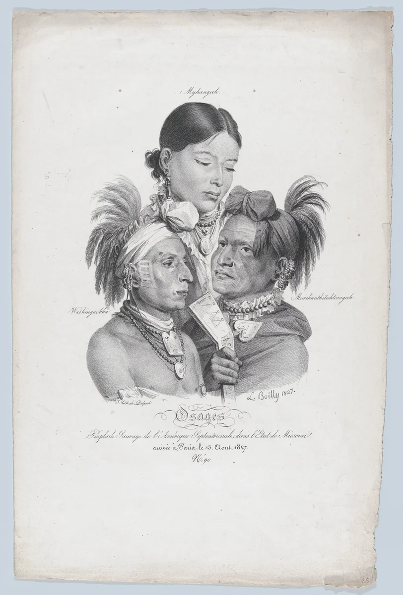Osages: peuplade sauvage de l'Amérique Septentrionale dans l’Etat de Missouri [Osages: Native Tribes of North America, in the State of Missouri] by Louis-Léopold Boilly, print, 1827