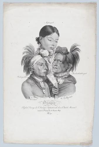 Osages: peuplade sauvage de l'Amérique Septentrionale dans l’Etat de Missouri [Osages: Native Tribes of North America, in the State of Missouri] by Louis-Léopold Boilly, print, 1827