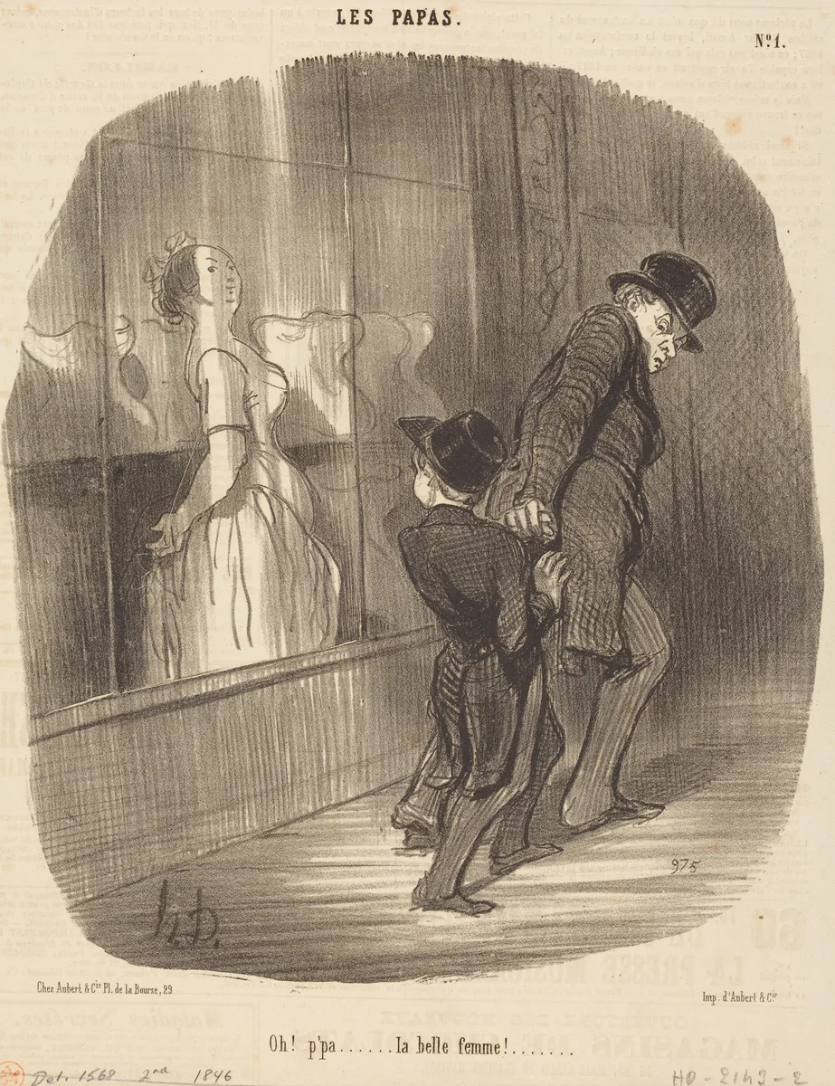 Oh! p'pa... la belle femme! by Honoré Daumier, print, 1846