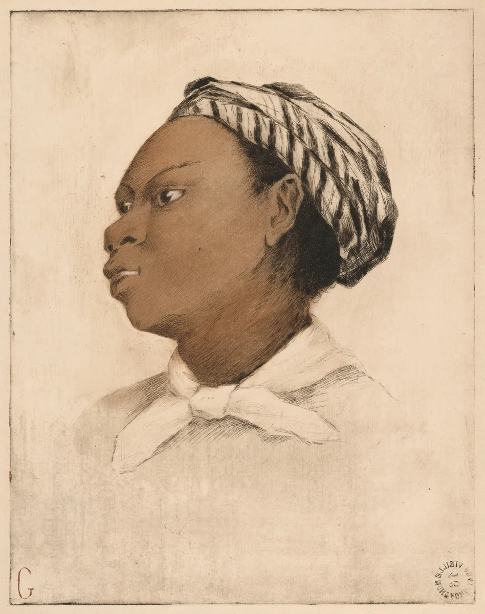 African Woman by Henri-Charles Guérard; Eva Gonzalès, print, 1885-1888
