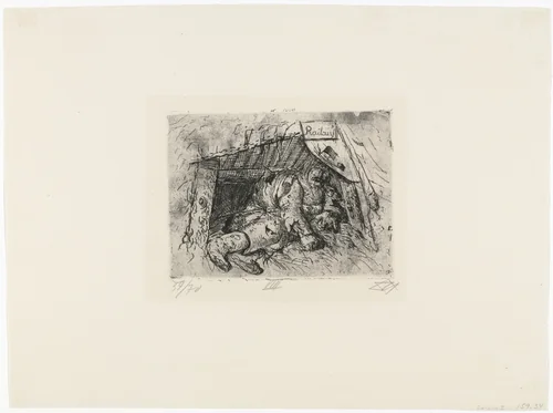 Relay Post (Autumn Battle in Champagne) (Relaisposten [Herbstschlacht in der Champagne]) from The War (Der Krieg) by Otto Dix, print, 1924