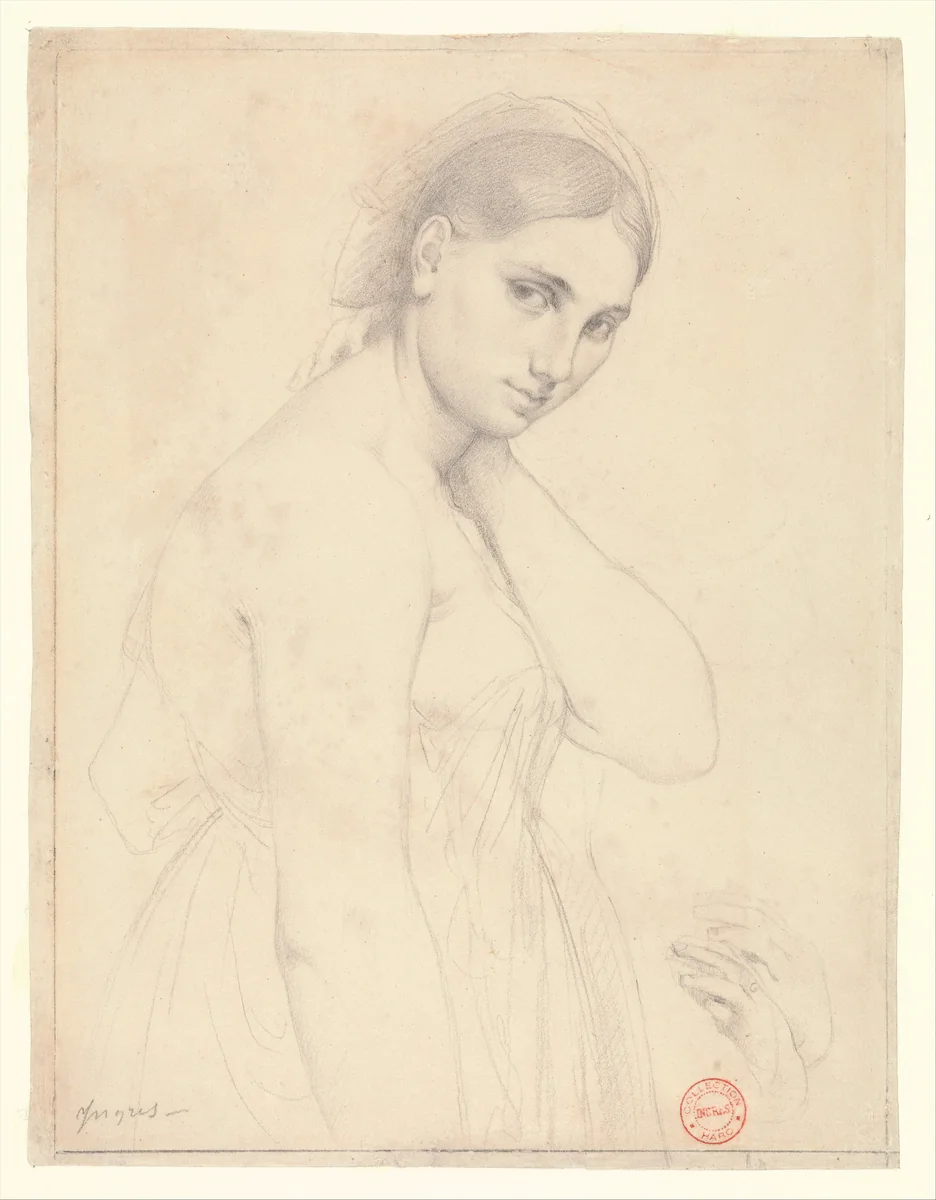 Study for "Raphael and the Fornarina"(?) by Jean-Auguste-Dominique Ingres, drawing, 1810-1818