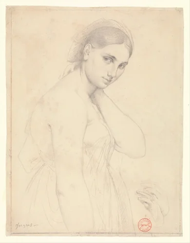Study for "Raphael and the Fornarina"(?) by Jean-Auguste-Dominique Ingres, drawing, 1810-1818