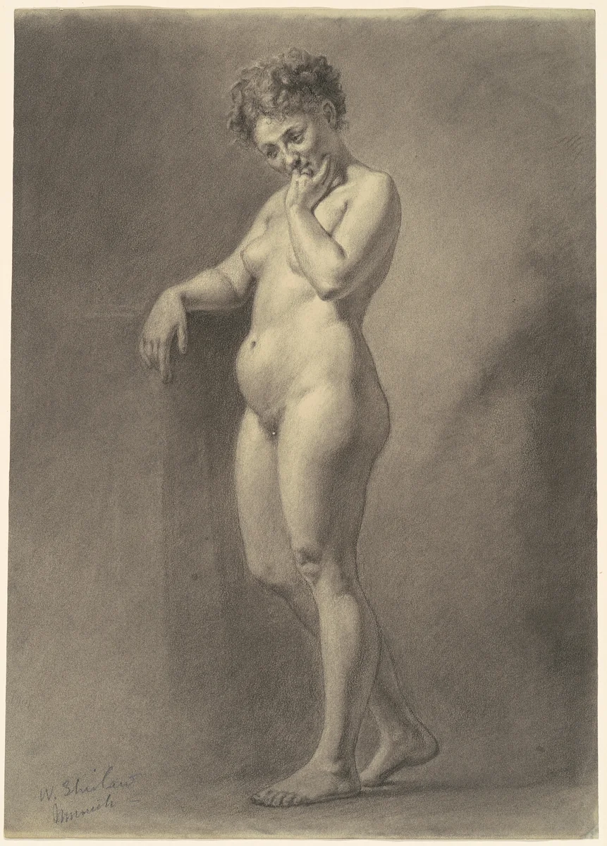 Female Nude by Walter Shirlaw, drawing, 1867-1877