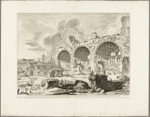 View of the Remains of the Dining Room of the Golden House of Nero, commonly called the Temple of Peace, from Views of Rome by Giovanni Battista Piranesi, print, 1750-1759