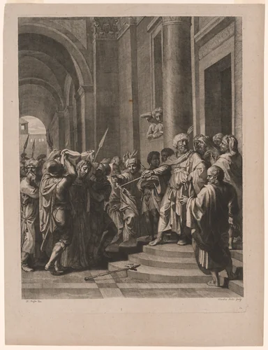 Jesus Wrapped in the Robe of Fools, plate 12 from The Passion of Christ by Claudine Bouzonnet-Stella, print, 1650-1660