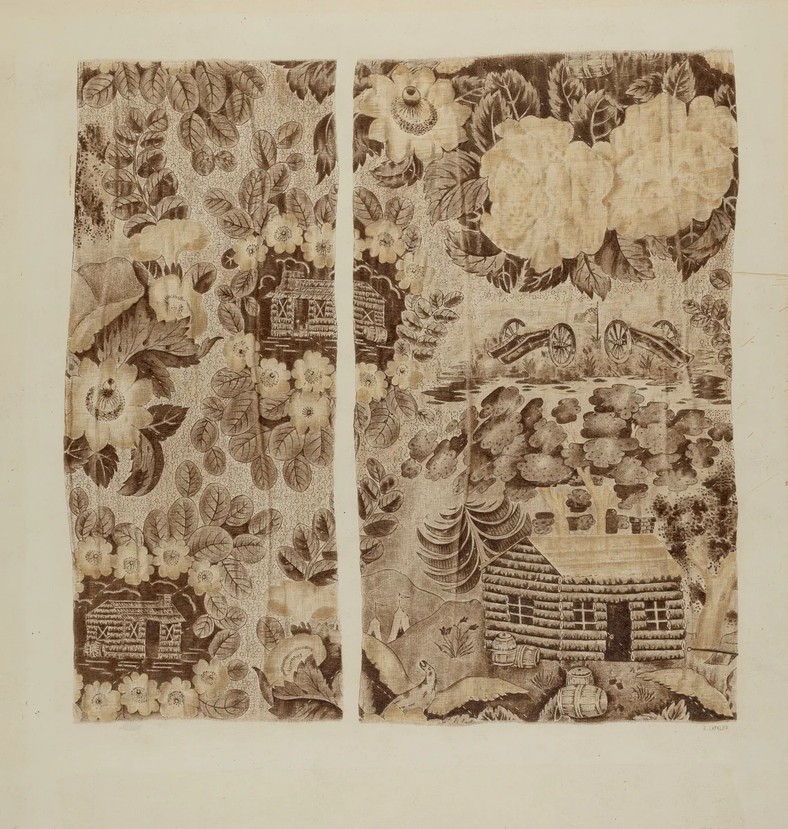Historical Printed Textile by Ernest Capaldo, index of american design, 1940