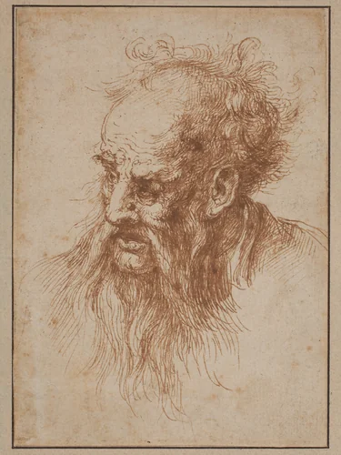 An Elderly Man with a Flowing Beard by Spanish 17th Century, drawing, 1600-1699