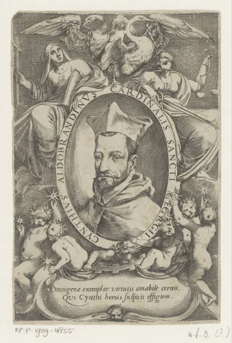 Portret van kardinaal Cinzio Aldobrandini by Unknown, print, 1567-1602