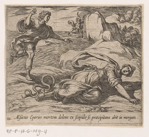 Aesacus en Hesperia by Antonio Tempesta, print, 1606-1638