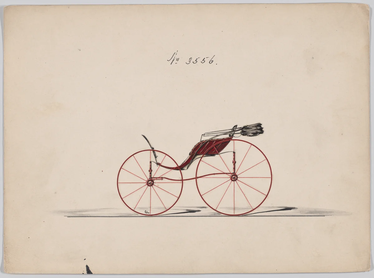 Design for Pony Phaeton, no. 3556 by Brewster & Co., drawing, 1870