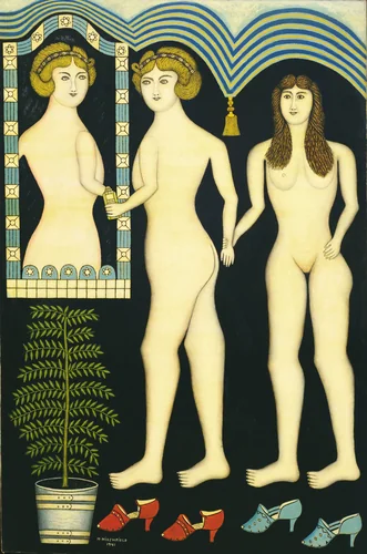 Inseparable Friends by Morris Hirshfield, painting, 1941