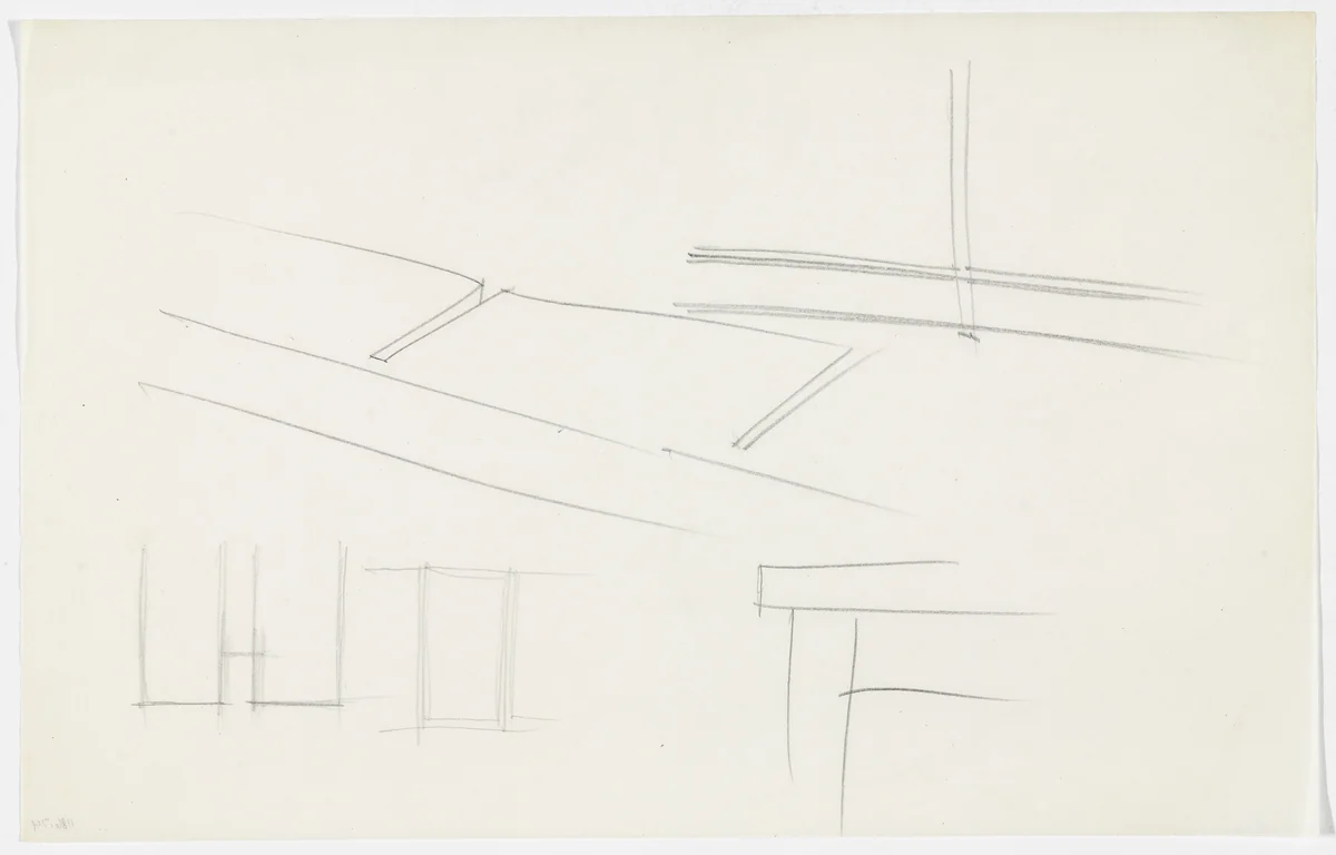 Interior Details (Elevation and perspective sketches) by Ludwig Mies van der Rohe, mies van der rohe archive, 1926