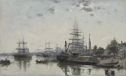 View of Bordeaux, from the Quai des Chartrons by Eugène Boudin, painting, 1874
