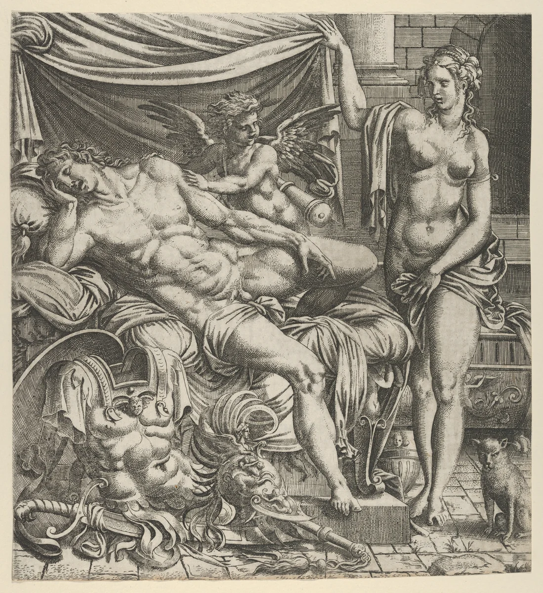 Venus Finding Mars Asleep by Léon Davent, print, 1540-1550