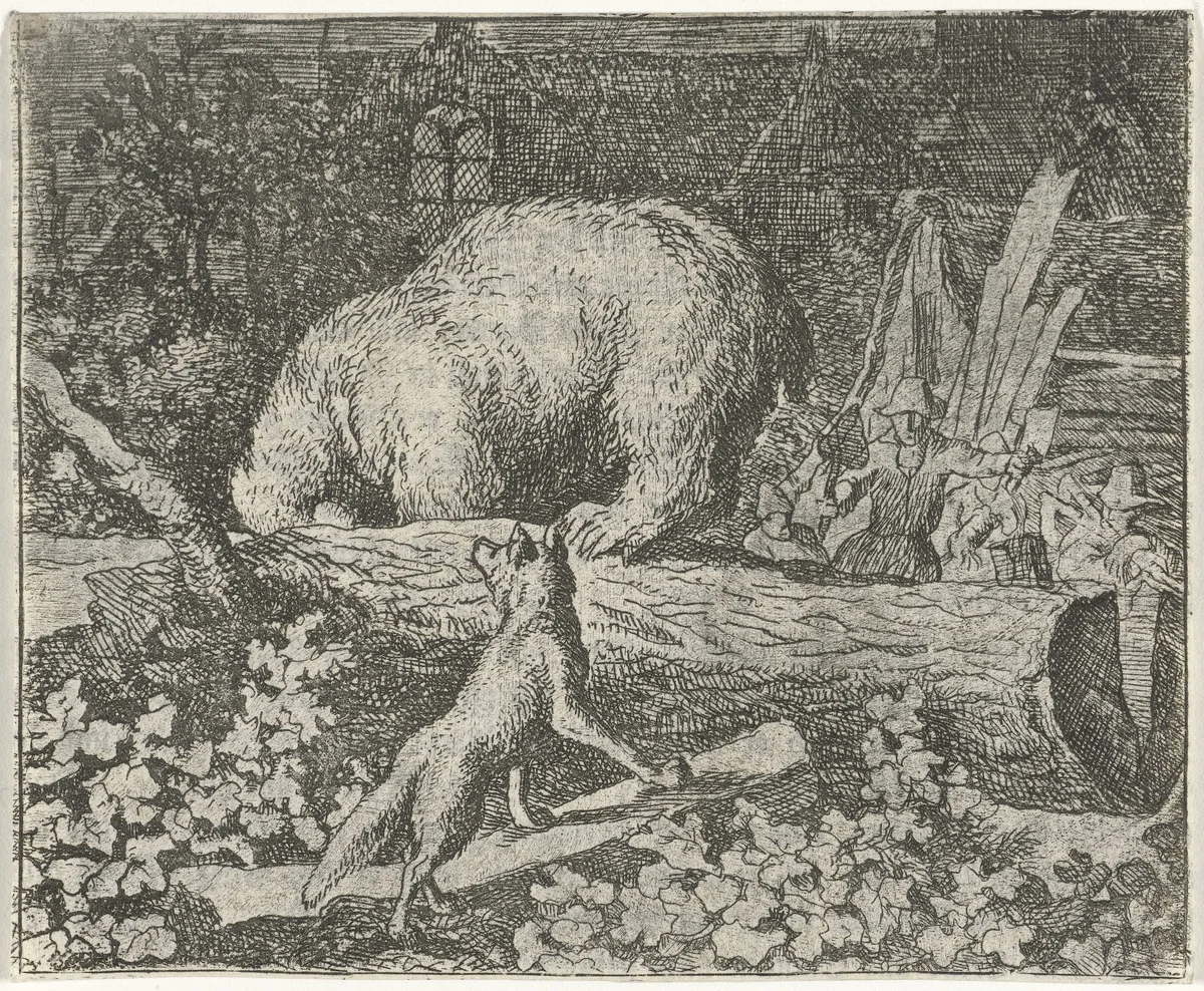 Bruun de beer in de val by Allaert van Everdingen, print, 1665-1675