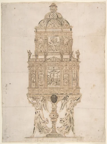 Design for a Ciborium by anonymous, drawing, 1600-1699