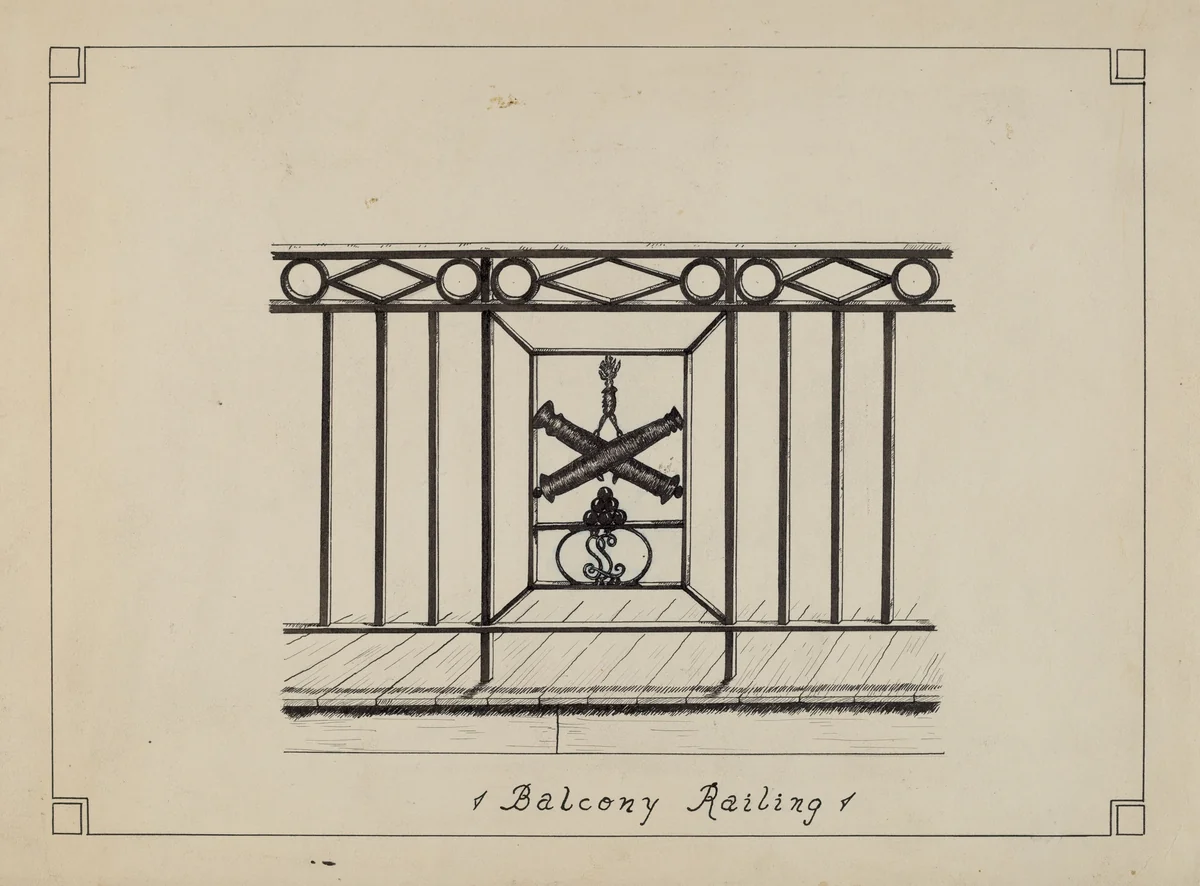 Cast Iron Balcony Rail by Ray Price, index of american design, 1935-1942