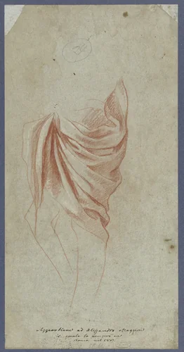 Studie van een draperie op een mannelijk naaktmodel by Carlo Bononi, drawing, 1605-1612