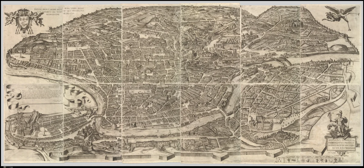 Plan of the City of Rome by Antonio Tempesta, print, 1645