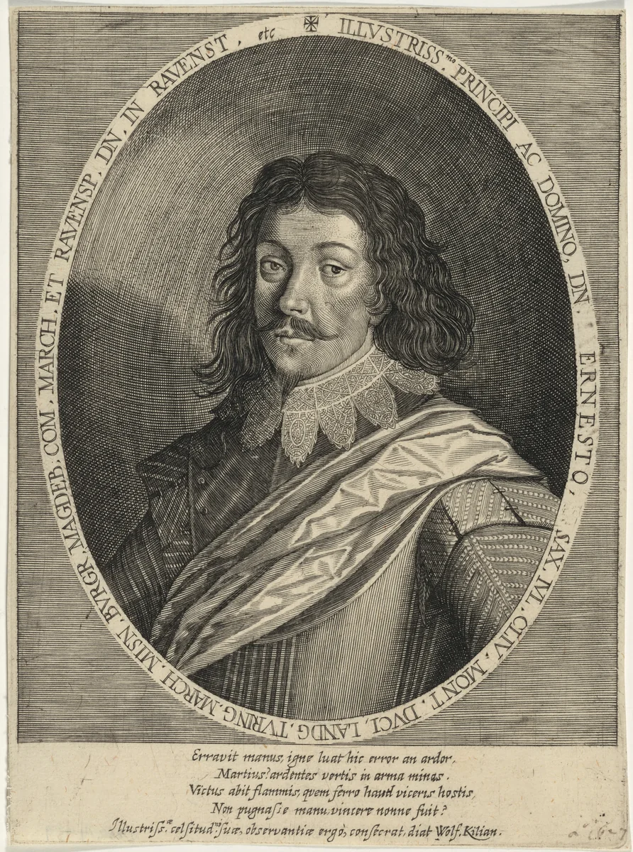 Prince Ernest, Duke of Saxony and Cleves by Wolfgang Philipp Kilian, print, 1654-1732