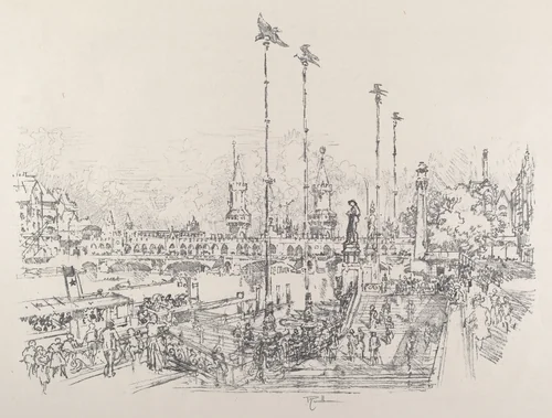 Oberbaum-Brucke, Berlin by Joseph Pennell, print, 1921