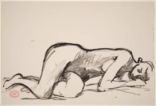 Untitled [female nude resting on her side] by Richard Diebenkorn, drawing, 1955-1967