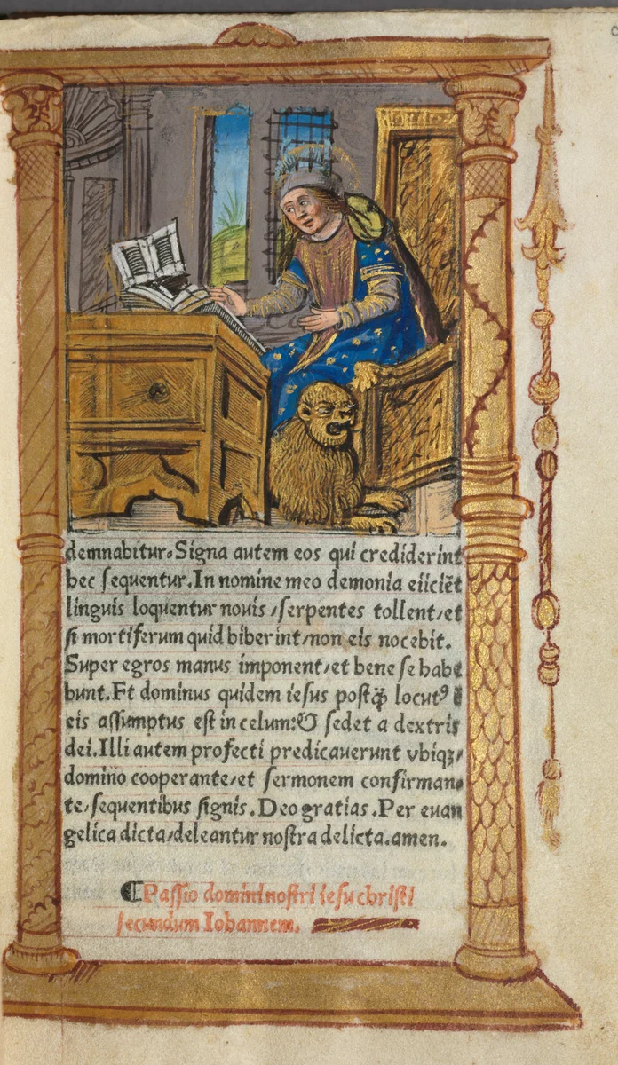 Printed Book of Hours (Use of Rome): fol. 20r, St. Mark by Guillaume Le Rouge, book, 1510