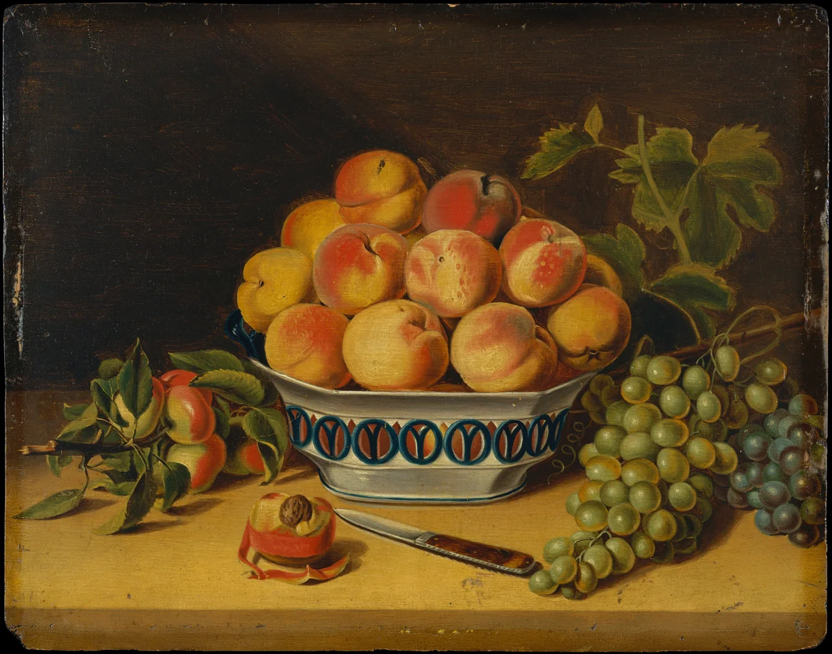 Still Life: Peaches and Grapes by John A. Woodside, artwork, 1820-1830