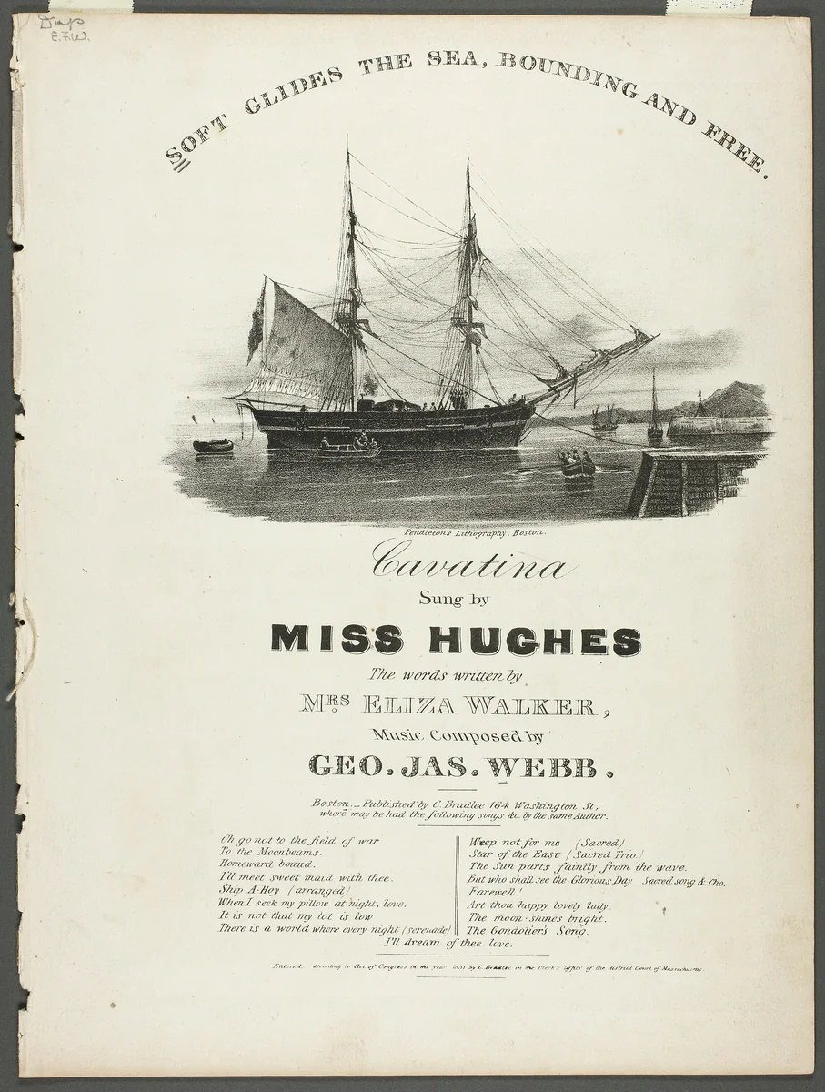 Soft Glides the Sea, Bounding and Free by Robert Salmon, print, 1837