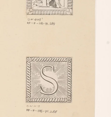 Letter S met de zon by Claude Mellan, print, 1639-1643