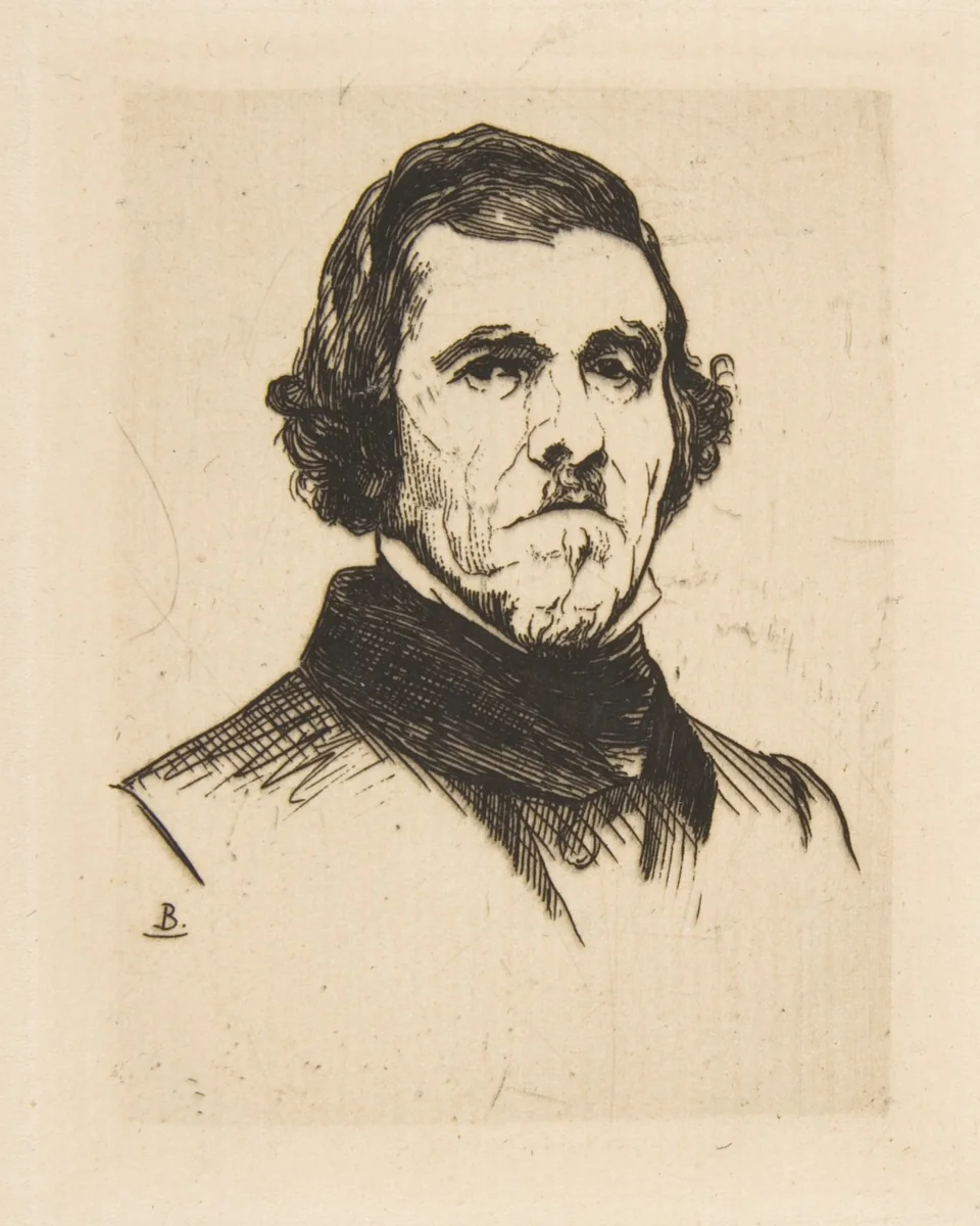 Portrait of Eugène Delacroix by Félix Bracquemond, print, 1863