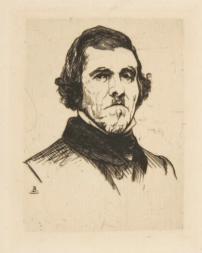 Portrait of Eugène Delacroix by Félix Bracquemond, print, 1863
