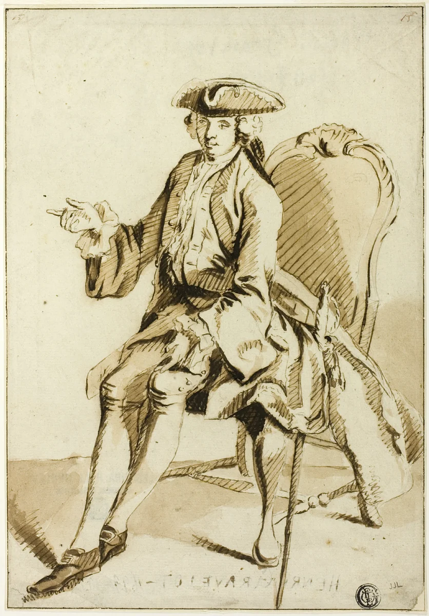 Young Seigneur Seated by Hubert François Gravelot, drawing, 1701-1800