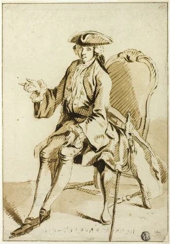 Young Seigneur Seated by Hubert François Gravelot, drawing, 1701-1800