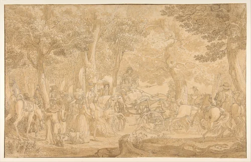 Outing in a Wood by Jean Michel Moreau le Jeune, drawing, 1765-1814