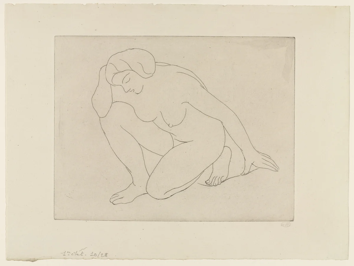 Crouching Woman by Aristide Maillol, print, 1927